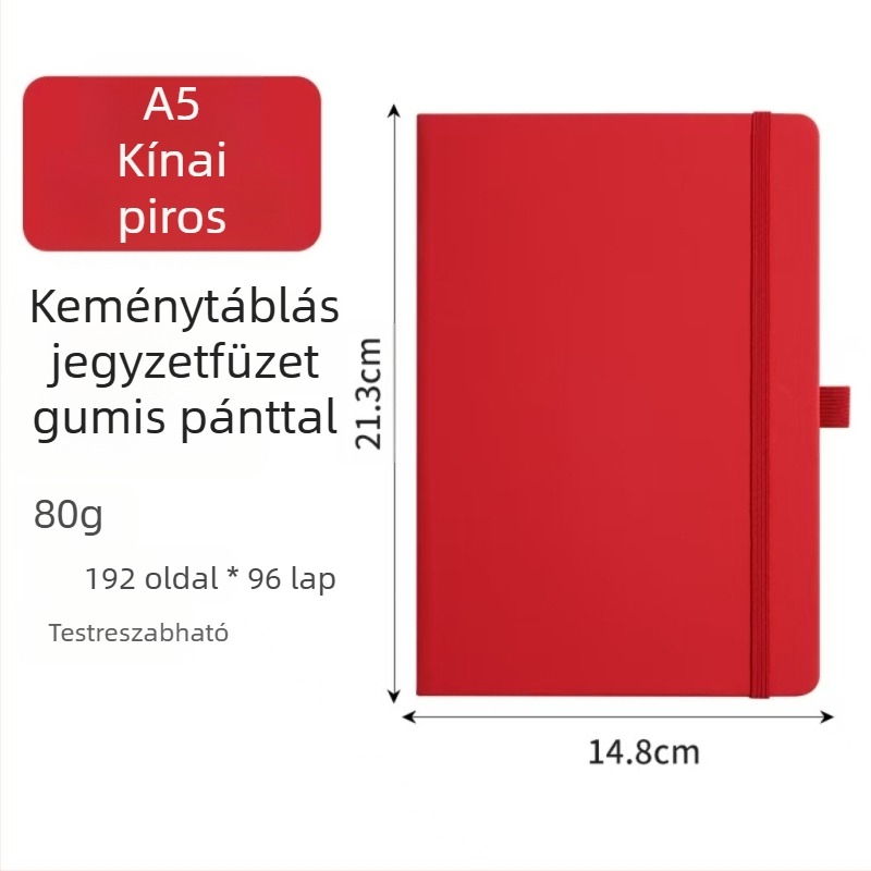 A5-ös notesz pánttal, műbőr borító, üzleti értekezletek jegyzetei, letisztult dizájn