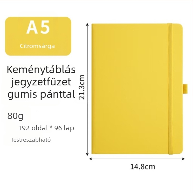 A5-ös notesz pánttal, műbőr borító, üzleti értekezletek jegyzetei, letisztult dizájn