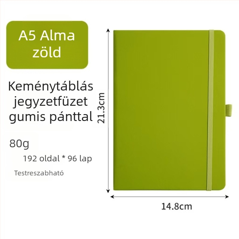 A5-ös notesz pánttal, műbőr borító, üzleti értekezletek jegyzetei, letisztult dizájn