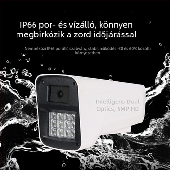 5MP kültéri bullet megfigyelő kamera, kettős világítással, vízálló, HD éjjellátás