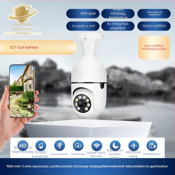 E27-es izzókamera Wi‑Fi‑vel otthoni megfigyelésre, 360° vízálló kültéri kamera, modell A9