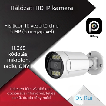 5MP hálózati kamera nappali-éjjeli teljes színkép, PoE, kettős világítás, HiEasy