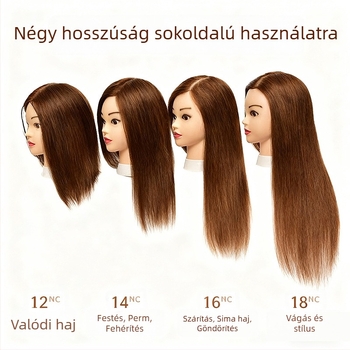 Kim Hee Valódi emberi hajból készült manökenfej oktatáshoz, Perm stílus, festhető, Modell 01