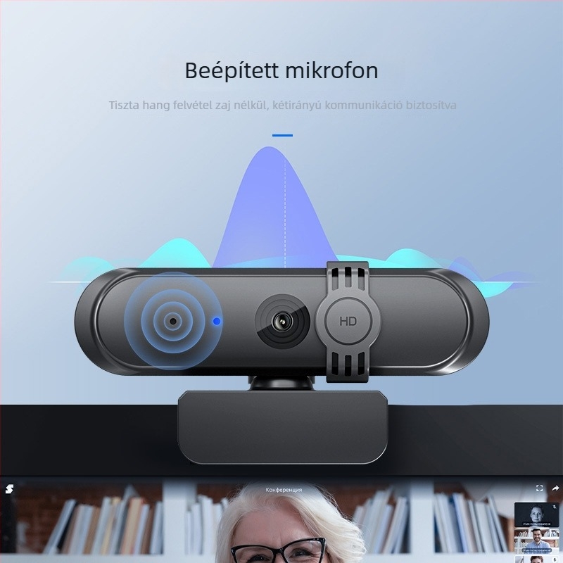 USB webkamera fix fókuszú, 2 MP szenzor, 1080p, 30fps, beépített mikrofon