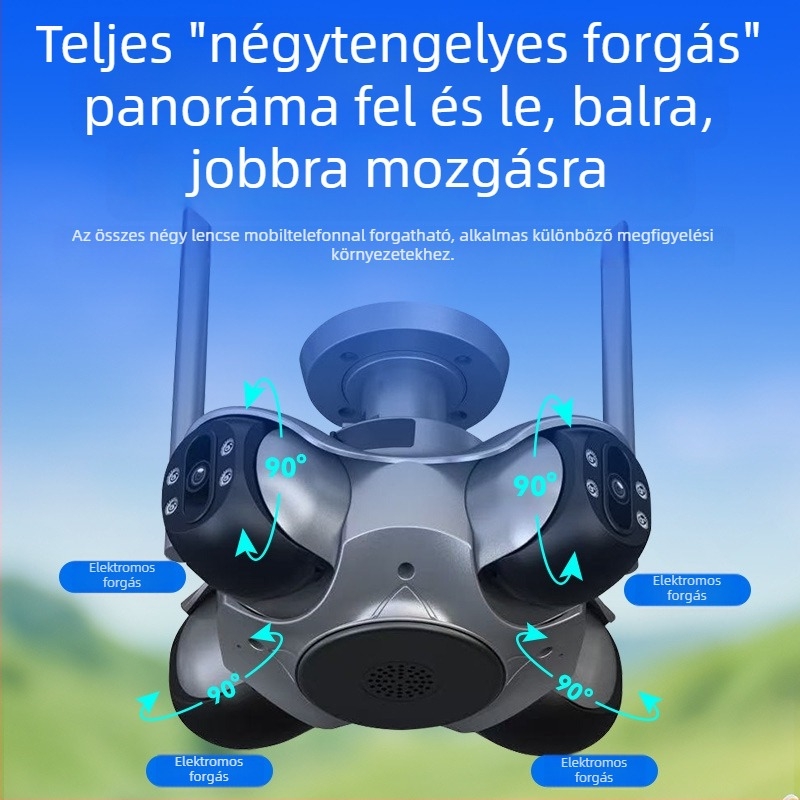 Okos kültéri megfigyelő kamera, 4MP, 4 mm-es lencse, éjszakai látás, vezeték nélküli Wi‑Fi, felhőalapú tárhely