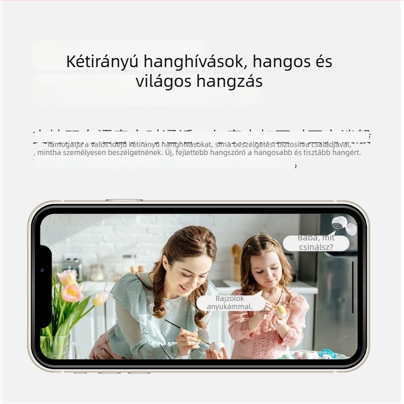 Vezeték nélküli beltéri kamera, 1080P HD, WiFi, 32GB beépített memória, riasztási értesítések, modell A4