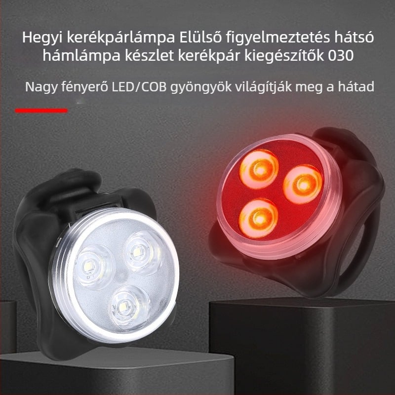 Hissuke COB kerékpár világítás készlet: USB-töltéses első lámpa és hátsó fény hegyi kerékpárokhoz, modell 030