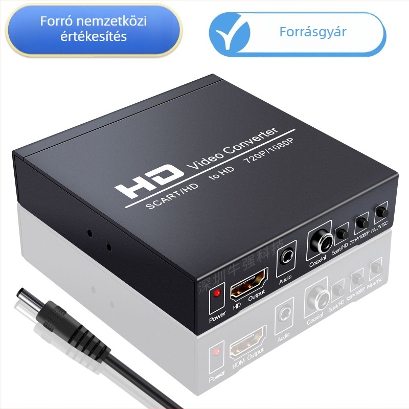 SCART–HDMI audio–video átalakító NK-8S, 1920×1080, 1,5 m kábel, Newkeng