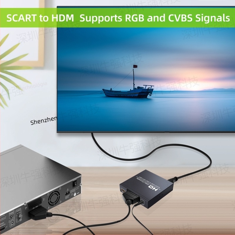 SCART–HDMI audio–video átalakító NK-8S, 1920×1080, 1,5 m kábel, Newkeng