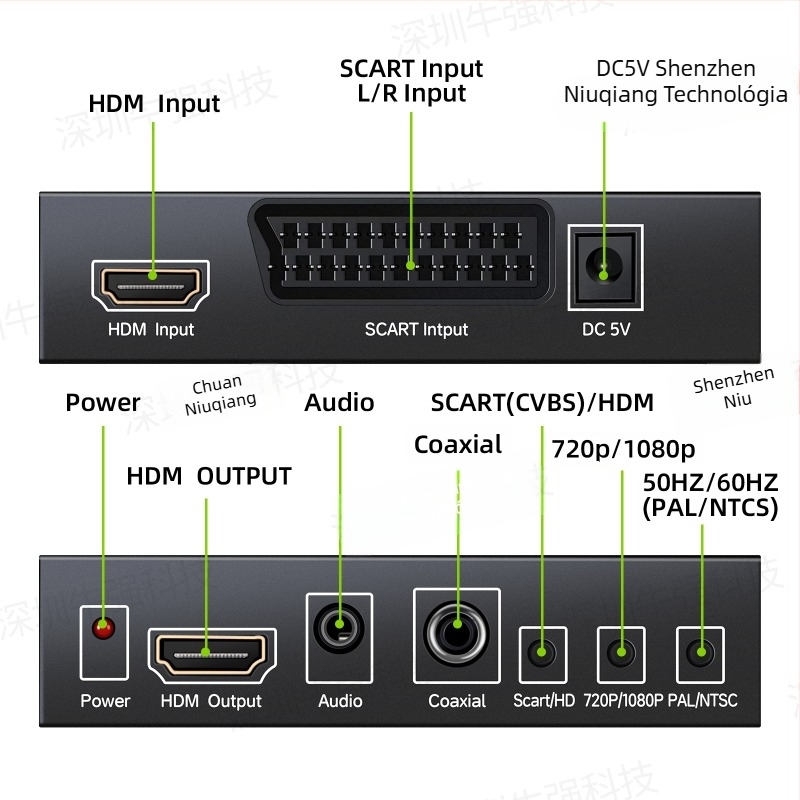 SCART–HDMI audio–video átalakító NK-8S, 1920×1080, 1,5 m kábel, Newkeng
