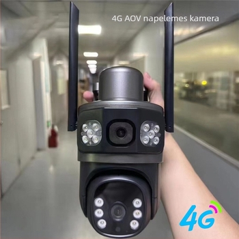 4G napelemes megfigyelő kamera, teljes színű IP kamera kettős lencsével, infravörös, IP66