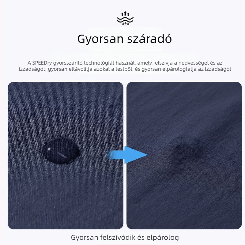Könnyű nylon anyagú nyári sportos nadrág, magas derekú, cipzáros, légáteresztő, nedvesség-elvezető, egyenes szabású