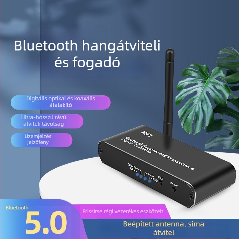 DLS D09 audio átalakító és Bluetooth vevő-továbbító, Bluetooth 5.0, 50 m hatótávolság, audio konverzióhoz
