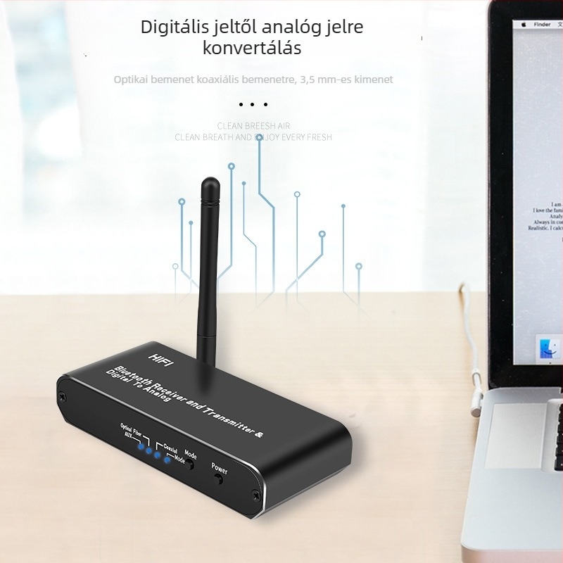 DLS D09 audio átalakító és Bluetooth vevő-továbbító, Bluetooth 5.0, 50 m hatótávolság, audio konverzióhoz