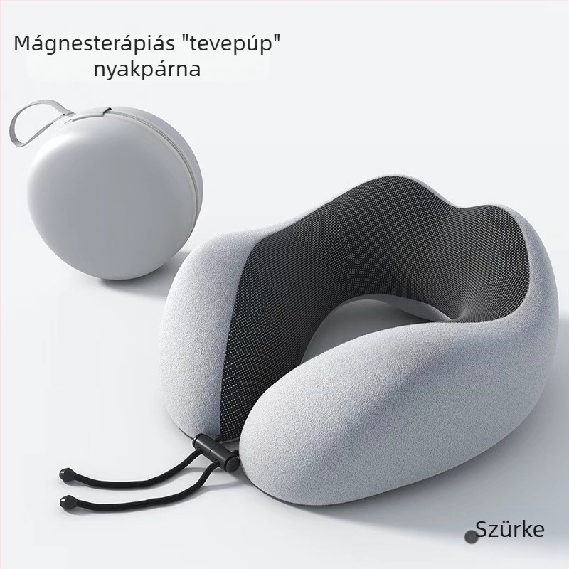U-alakú memóriahabos nyakpárna tevepúppal, levehető és mosható, kompakt utazó párna