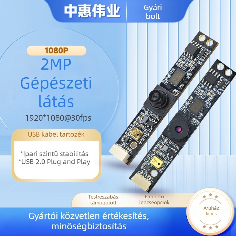 Kamera modul: CMOS 2MP szenzor; 1080p @30fps; USB 2.0 interfész; beépített mikrofon; illesztőprogramok nélkül