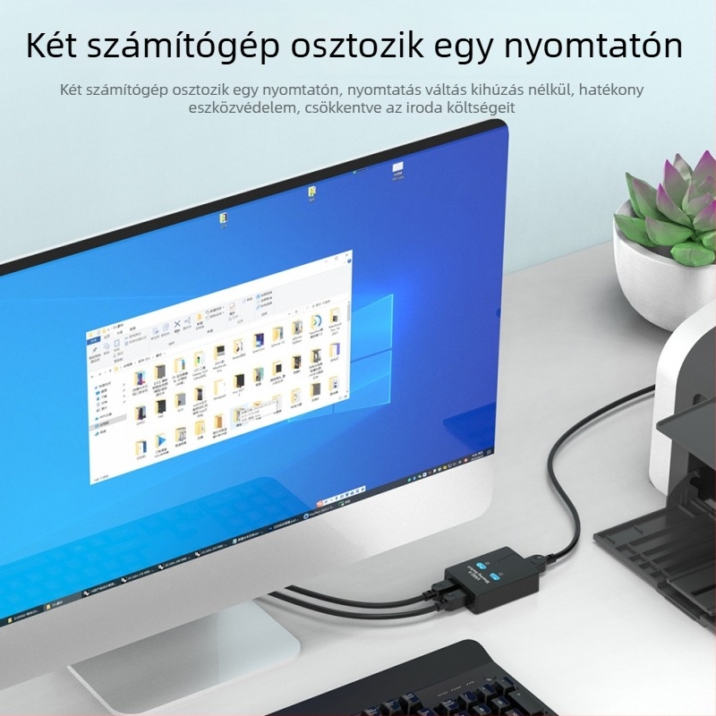 SZHY-LINK KL-SW201 USB 2.0 nyomtató megosztó kapcsoló, 2 USB-porttal, Windows 7 kompatibilis