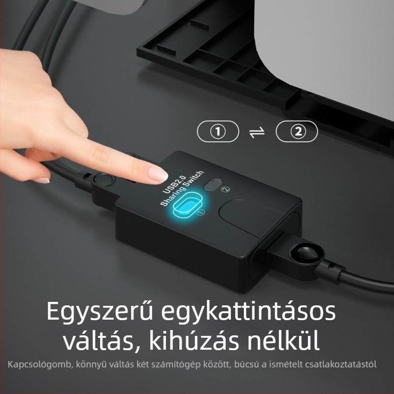 SZHY-LINK KL-SW201 USB 2.0 nyomtató megosztó kapcsoló, 2 USB-porttal, Windows 7 kompatibilis