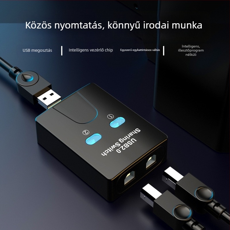 SZHY-LINK KL-SW201 USB 2.0 nyomtató megosztó kapcsoló, 2 USB-porttal, Windows 7 kompatibilis