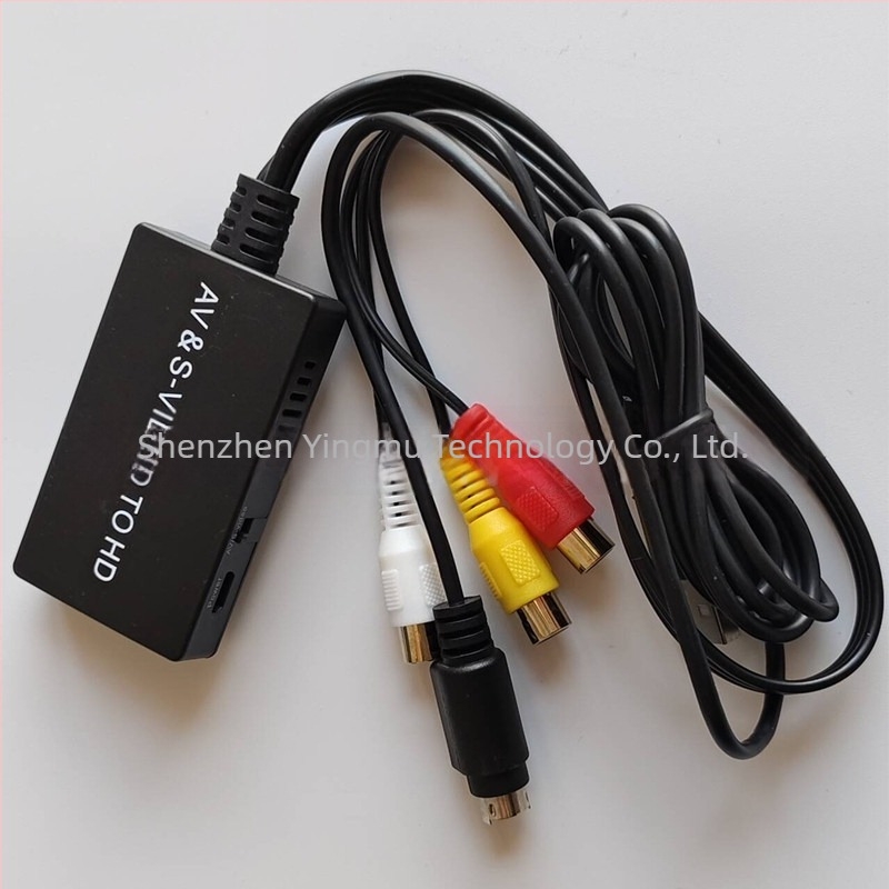CVBS S-Video to HDMI konverter, 1080P, Modell Ymqsavs2hd, Tápegység mellékelve