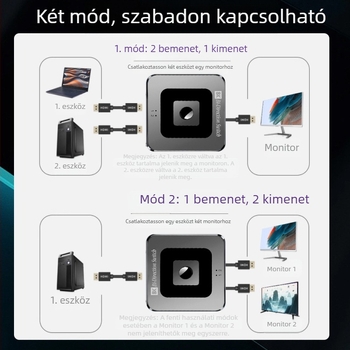 8K HDMI kapcsoló, 2 bemenet 1 kimenet, 60 Hz-es videókonverter, Xbox és PS4-kompatibilis