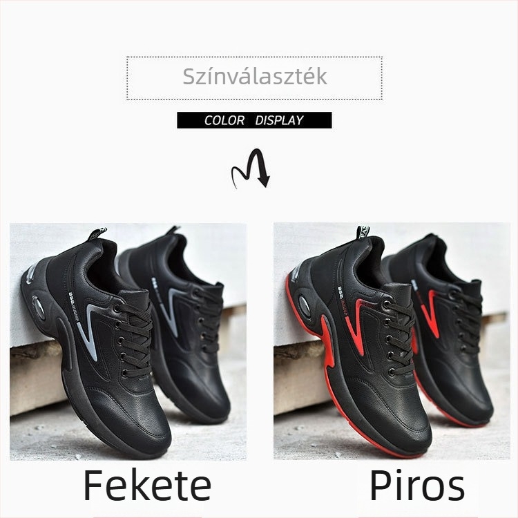 Férfi sportcipők belső magasságot növelő technológiával, vízálló, lélegző, csúszásmentes talp