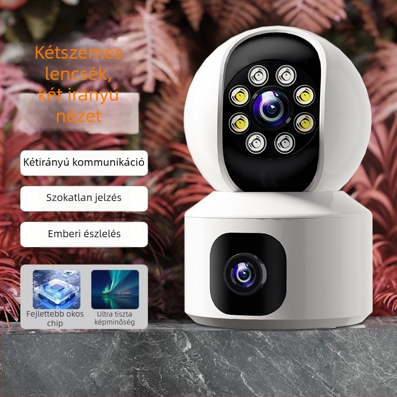 Házi megfigyelő IP kamera, vezeték nélküli Wi‑Fi, 3MP/5MP felbontás, IR éjjellátás 30 m-ig, beltéri használatra
