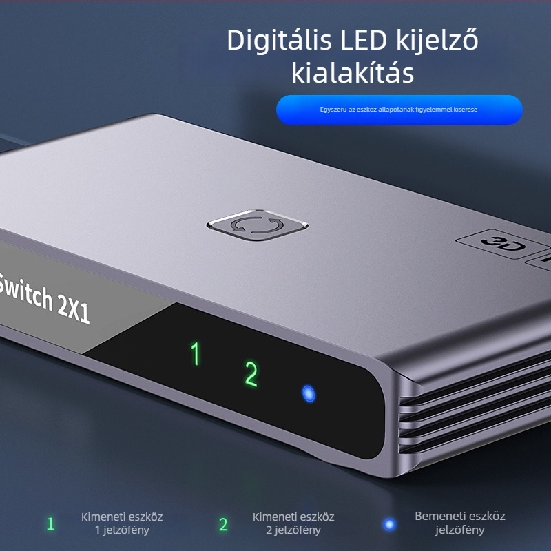 HDMI 1x2 kapcsoló/disztribútor – 4K60Hz, 3840x2160@60Hz, audió-video extender, Modell YC-Q201
