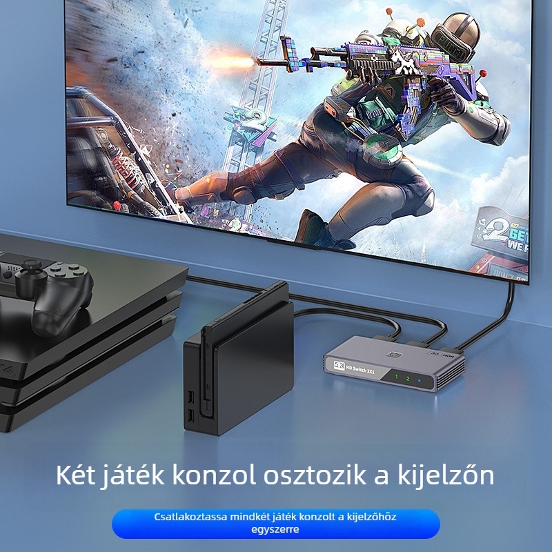 HDMI 1x2 kapcsoló/disztribútor – 4K60Hz, 3840x2160@60Hz, audió-video extender, Modell YC-Q201