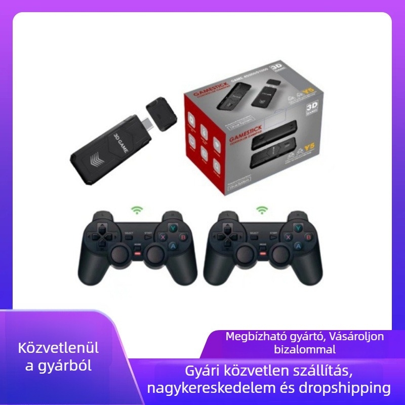 Y5 HD 4K otthoni játékkonzol HDMI-televízióhoz PSP-emulátorral, 2,4 GHz, két játékos