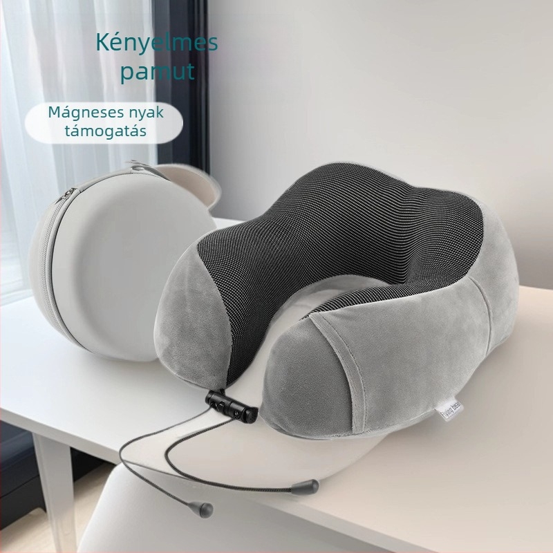 U-alakú nyakpárna memóriahab töltéssel, Crystal Fleece mag, univerzális illeszkedés, modern minimalist dizájn