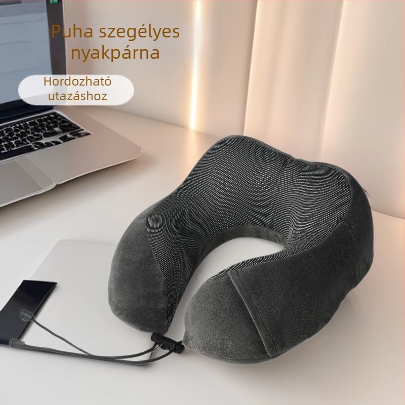 U-alakú nyakpárna memóriahab töltéssel, Crystal Fleece mag, univerzális illeszkedés, modern minimalist dizájn