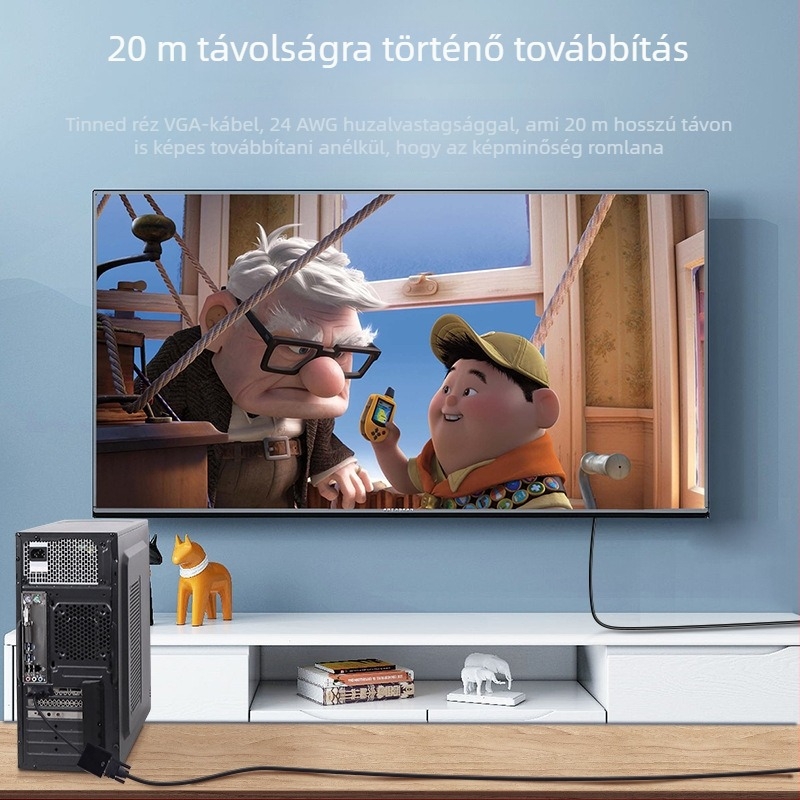 DVI–VGA adapter, DVI férfi a VGA nő, 1080P felbontás, számítógép/TV/projektorhoz, oxigénmentes réz maggal