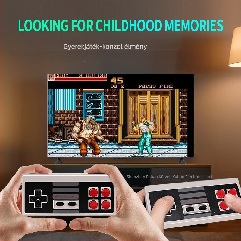 Nostalgikus TV-s játékkonzol, modell U-03, HDMI interfész, vezeték nélküli kontroller, 821 klasszikus játék, 256 MB memória