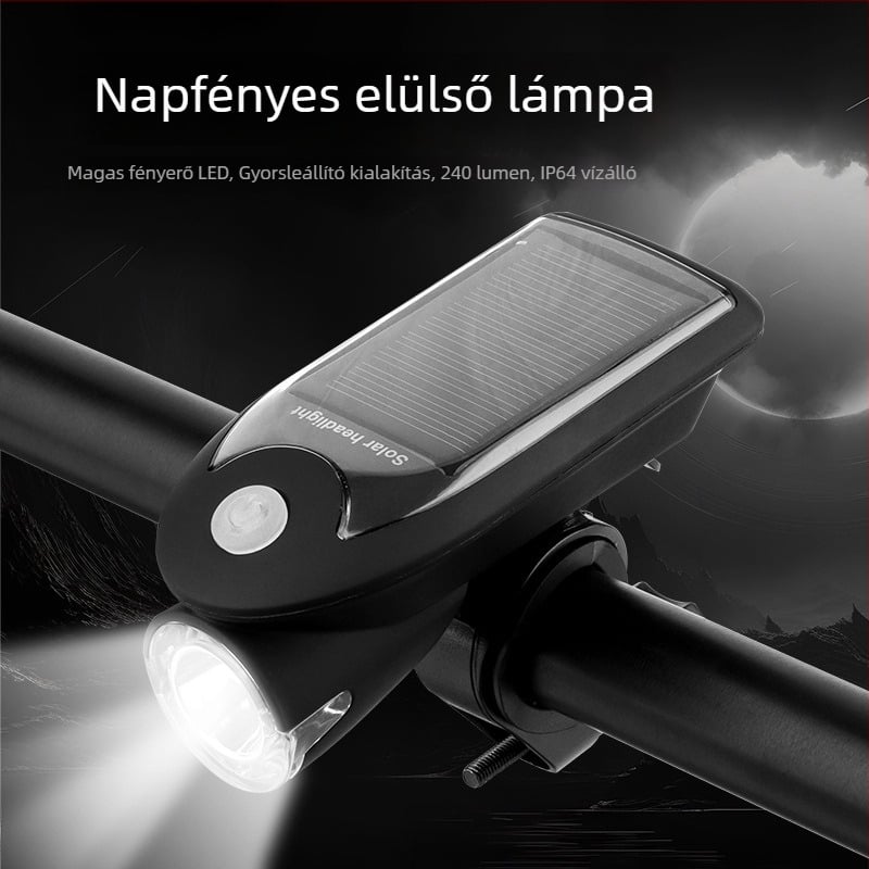 Bengguo kerékpár elülső lámpa, napelemes USB töltéssel, hegyi kerékpárokhoz, nagy fényerő