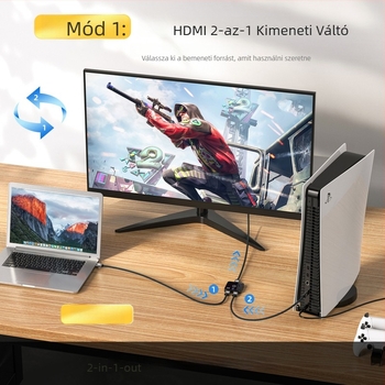 AB-HD08 HDMI kapcsoló, 2 bemenet/1 kimenet, HDMI 2.1, 48 Gbps, 4K, 1 év garancia