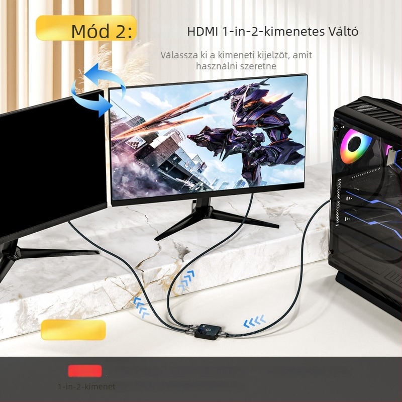 AB-HD08 HDMI kapcsoló, 2 bemenet/1 kimenet, HDMI 2.1, 48 Gbps, 4K, 1 év garancia