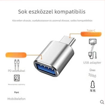 OTG Type-C USB 3.0 adapter kártyaolvasóval, LED-del és autós töltővel