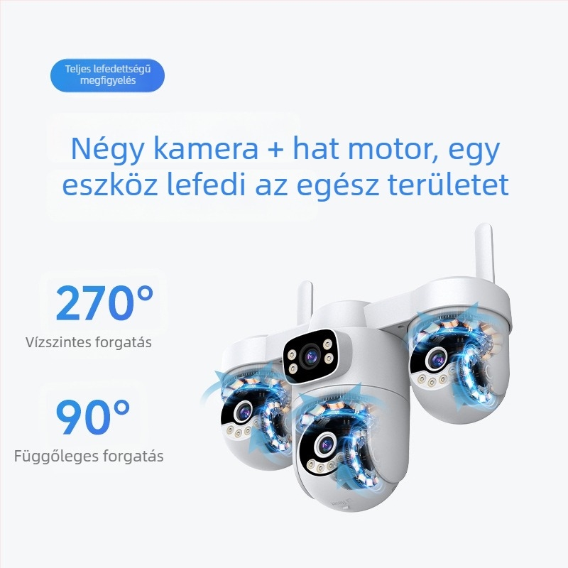 4G napelemes otthoni megfigyelő kamera, kültéri vezeték nélküli, 360° éjszakai látás, HD kamera, 12000mAh akkumulátor, kettős 7W napelem, 5V tápegység