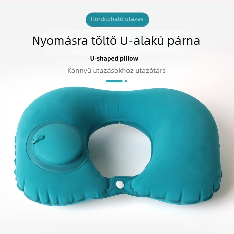 Utazási felfújható U-alakú nyakpárna – repülőre, hordozható, modern minimalista stílus; Anyag: flocking; Súly legfeljebb 0,5 kg; Felnőtteknek; Töltet: nincs
