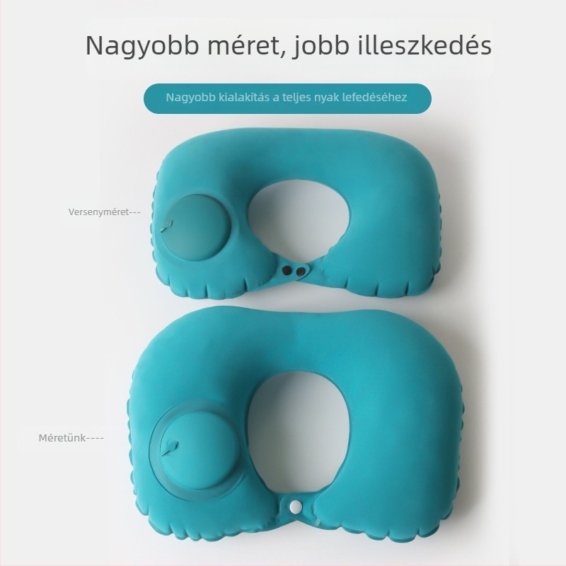 Utazási felfújható U-alakú nyakpárna – repülőre, hordozható, modern minimalista stílus; Anyag: flocking; Súly legfeljebb 0,5 kg; Felnőtteknek; Töltet: nincs