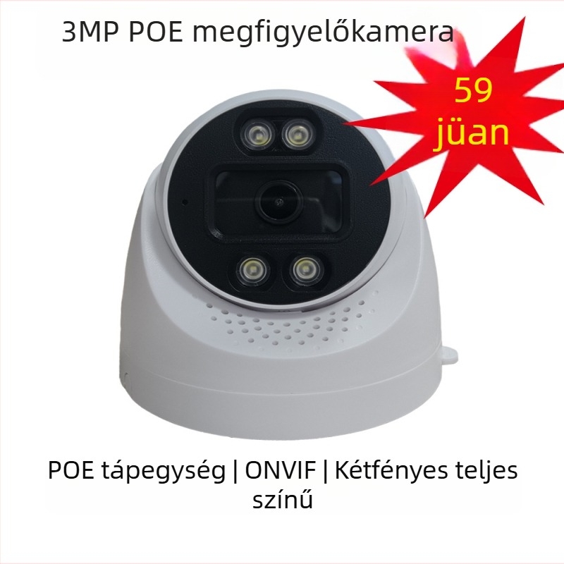 IP kamera belső használatra, IR hatótáv 20 m, műanyag+fém ház, riasztási funkció