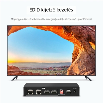 HDMI extender 1x2 elosztó RJ45 hálózathoz POC táplálással, adó