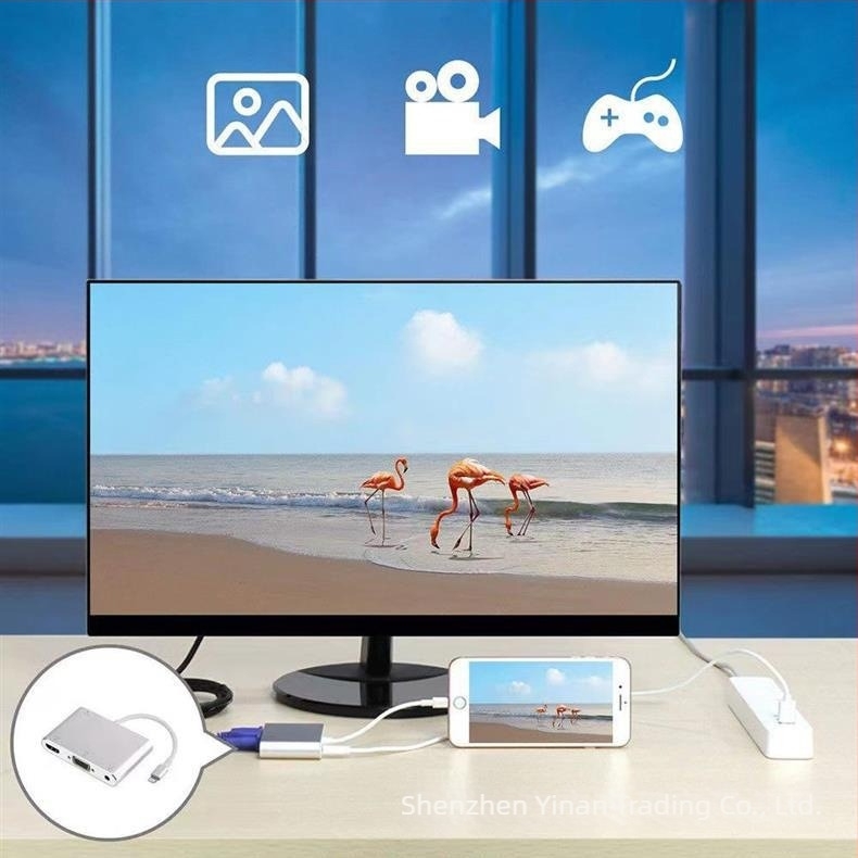 Lightning→ HDMI+VGA adapter – képernyő tükröző konverter, 1080P