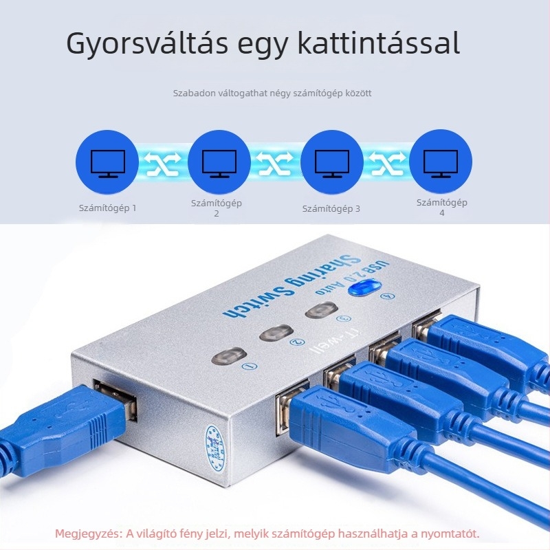 iT-well IT-104AU USB nyomtató megosztó kapcsoló, 4-portos