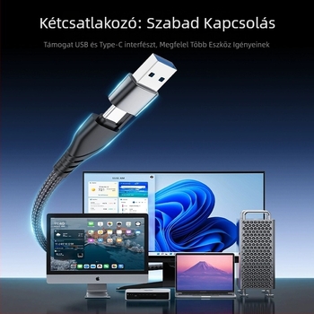 USB-C–HDMI adapter Type-C interfésszel, 4K felbontás (3840x2160), háromkijelzős multi-diszpélya bővítés, Windows 7 kompatibilis