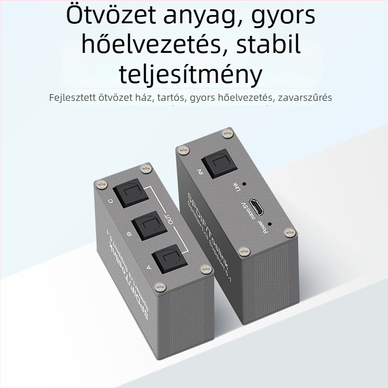 FS-T-115 TOSLINK digitális optikai audió osztó 1 bemenet 3 kimenet (Dolby Digital, DTS 5.1)