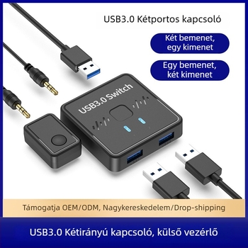 Jian Kunlong Sw301 USB 3.0 kapcsoló–elosztó nyomtatóhoz, billentyűzethez és egérhez – 2 bemenet 1 kimenet vagy 1 bemenet 2 kimenet, Windows 7 kompatibil