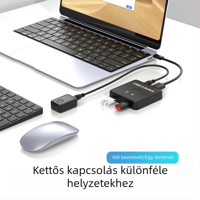 Jian Kunlong Sw301 USB 3.0 kapcsoló–elosztó nyomtatóhoz, billentyűzethez és egérhez – 2 bemenet 1 kimenet vagy 1 bemenet 2 kimenet, Windows 7 kompatibil