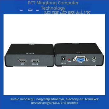 VGA-ról HDMI-ra 2-portos szétosztó és konverter